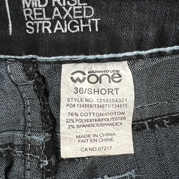 Warehouse One Dark Wash, Mid Rise, Relaxed Straight Jeans, Size 36/Short - Picture 5 of 5